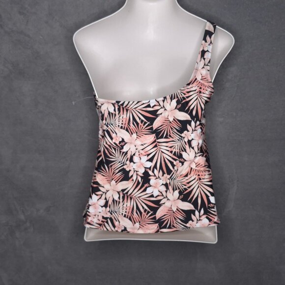 Mynah Tankini Swimsuit Top Plus 16W One-Shoulder Tropical Print - Picture 2 of 4